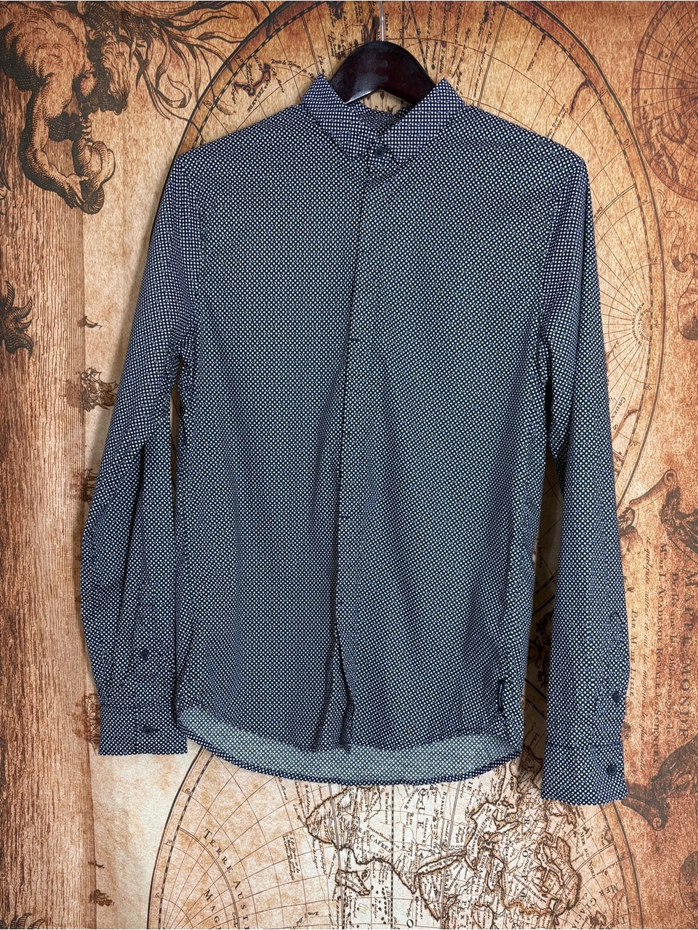 Armani Exchange Slim Fit AX Logo Long Sleeve Button Down Shirt Men M Authentic